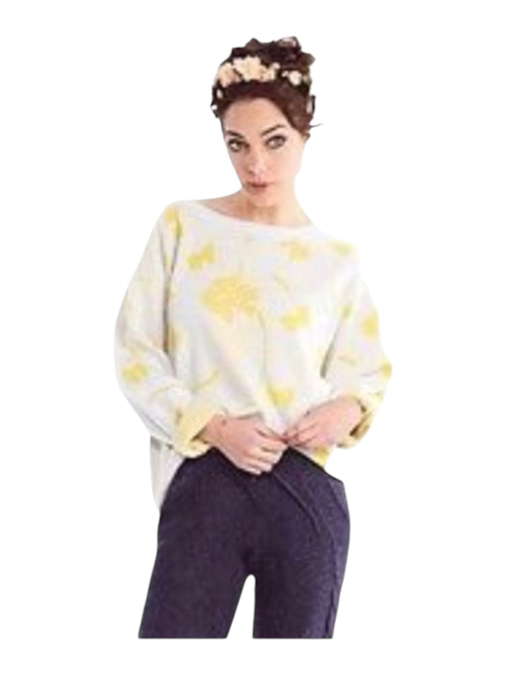 new Wildfox  Pasta Delices Vineyard Intarsia Knit Sweater  Yellow Print  S - Picture 14 of 16